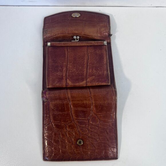 Anne Klein St Thomas Faux Croc Leather Bi Fold Wallet Kiss Clasp Change Purse - Picture 4 of 14